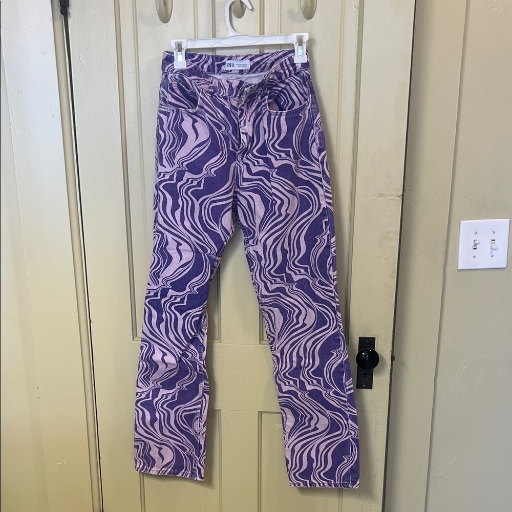 Zara Purple and Pink Psychedelic Patterned Pants